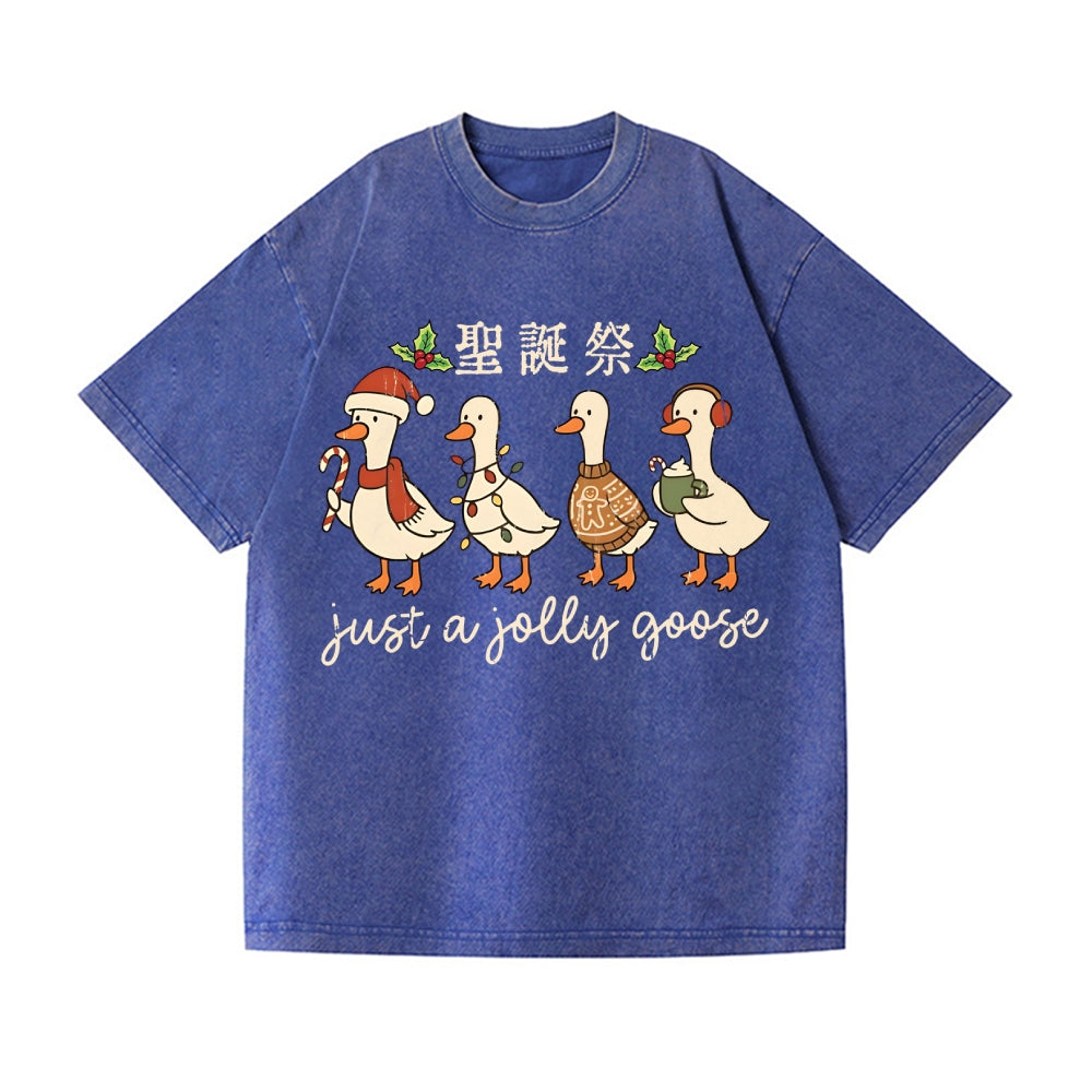 Just a Jolly Goose Christmas Vintage Wash Japanese Design T-Shirt