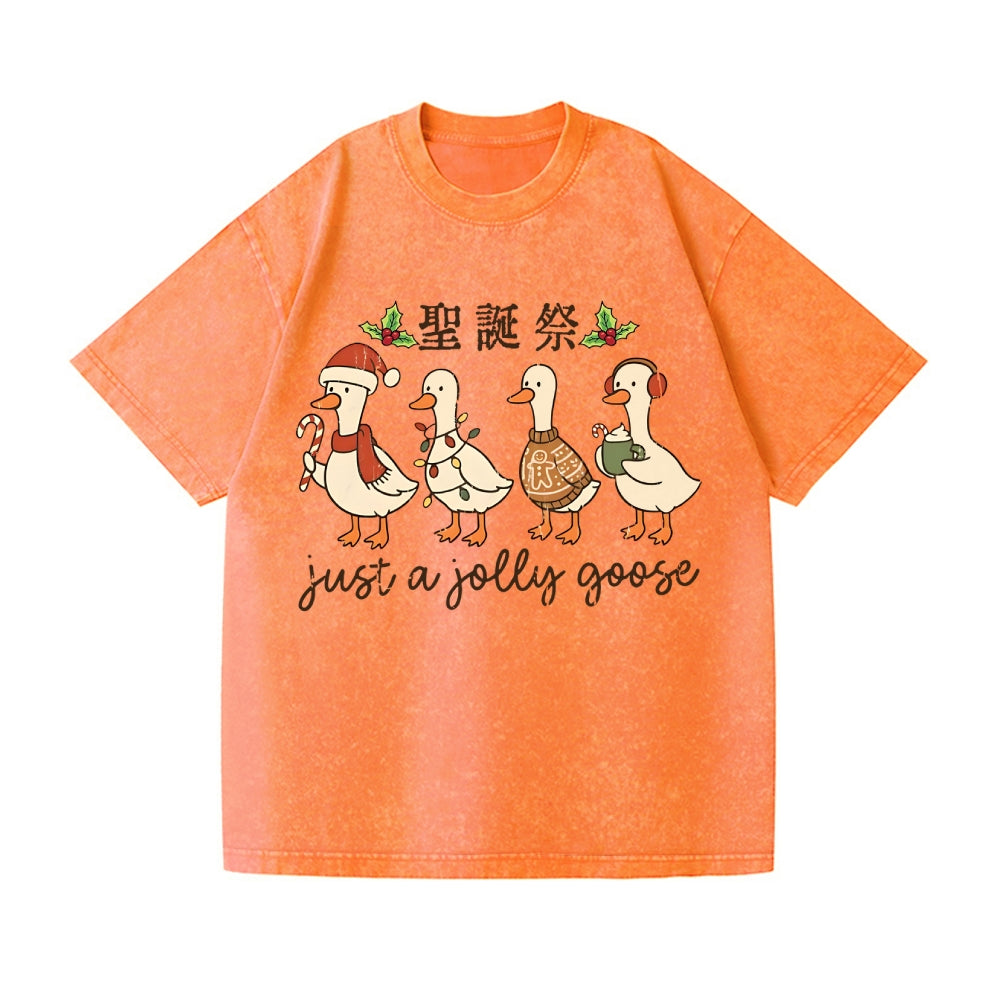 Just a Jolly Goose Christmas Vintage Wash Japanese Design T-Shirt