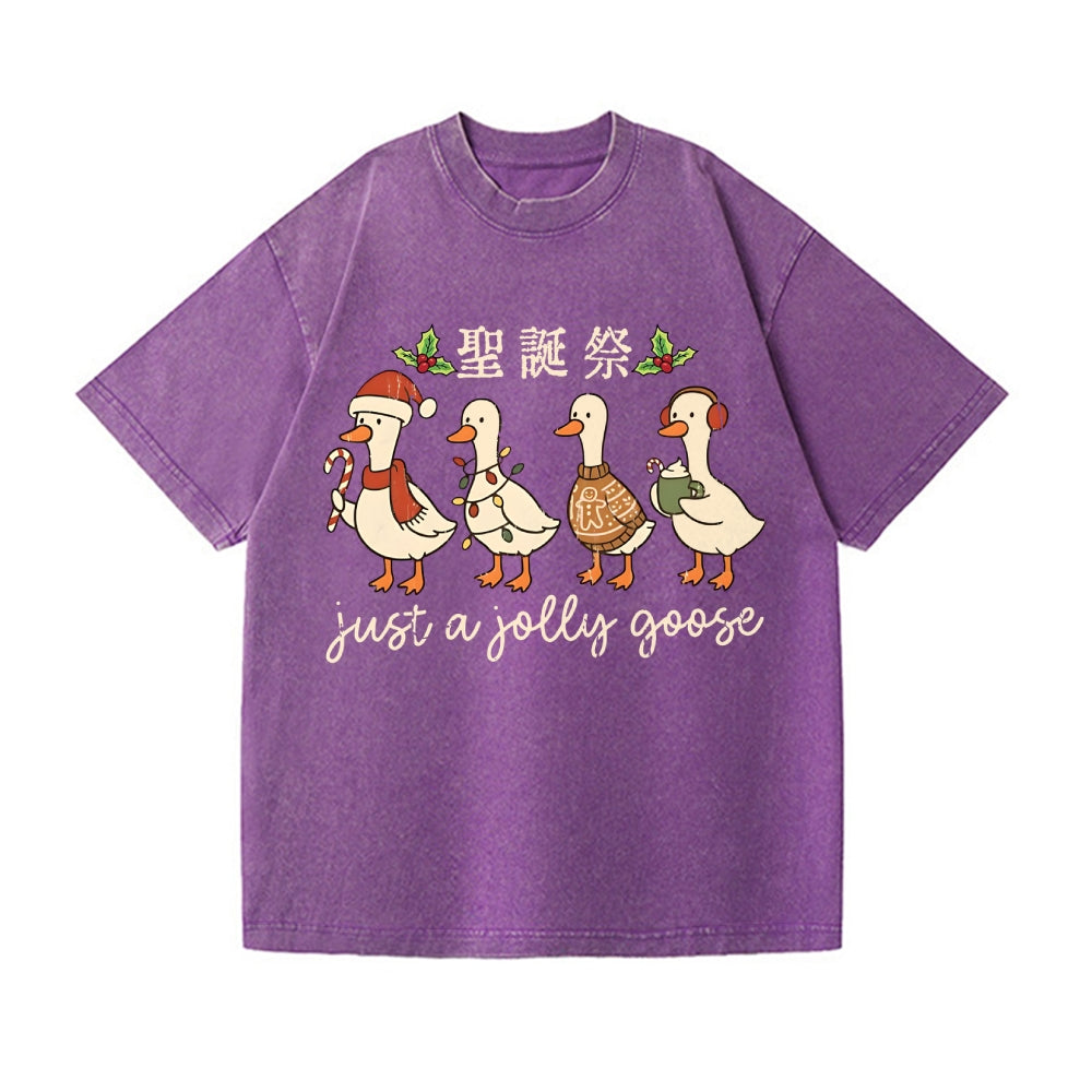 Just a Jolly Goose Christmas Vintage Wash Japanese Design T-Shirt