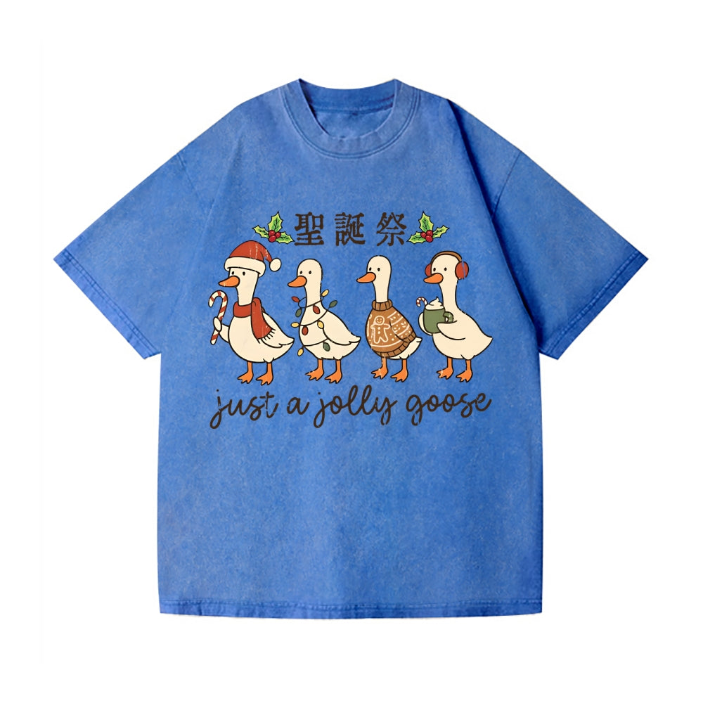 Just a Jolly Goose Christmas Vintage Wash Japanese Design T-Shirt