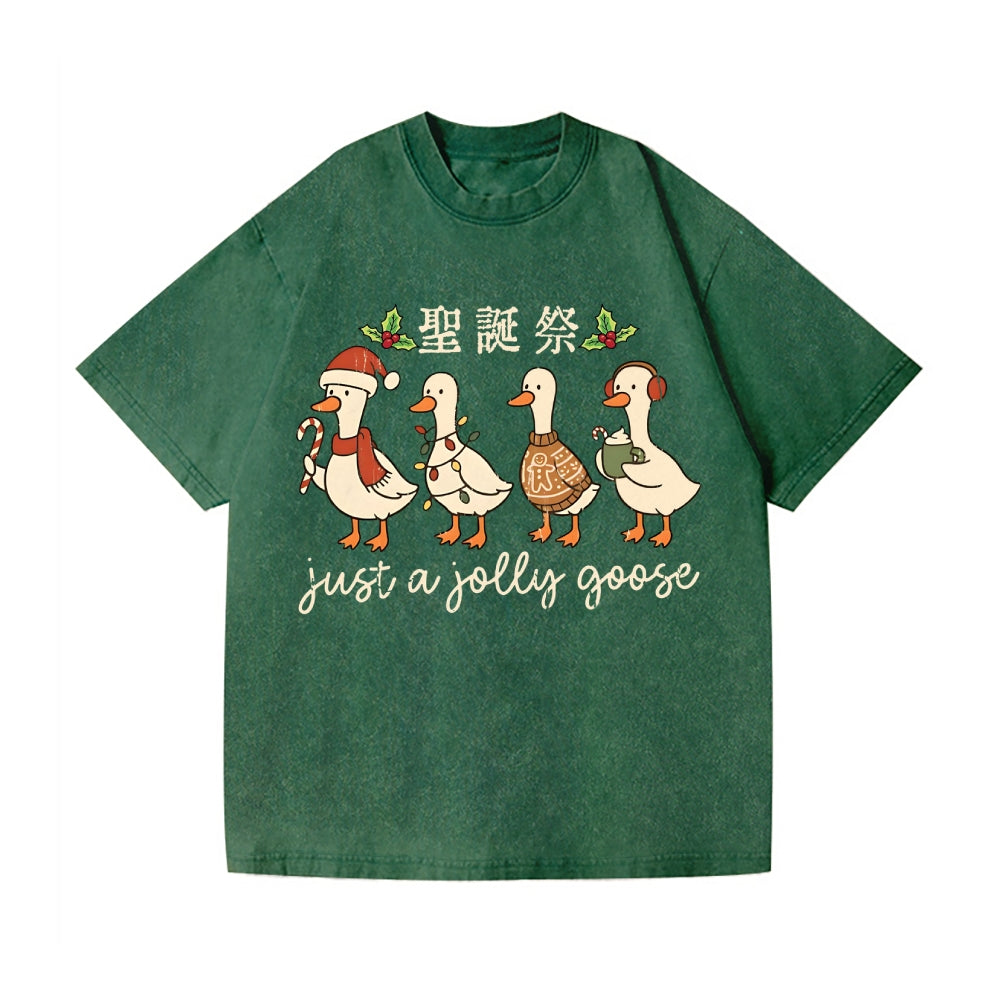 Just a Jolly Goose Christmas Vintage Wash Japanese Design T-Shirt