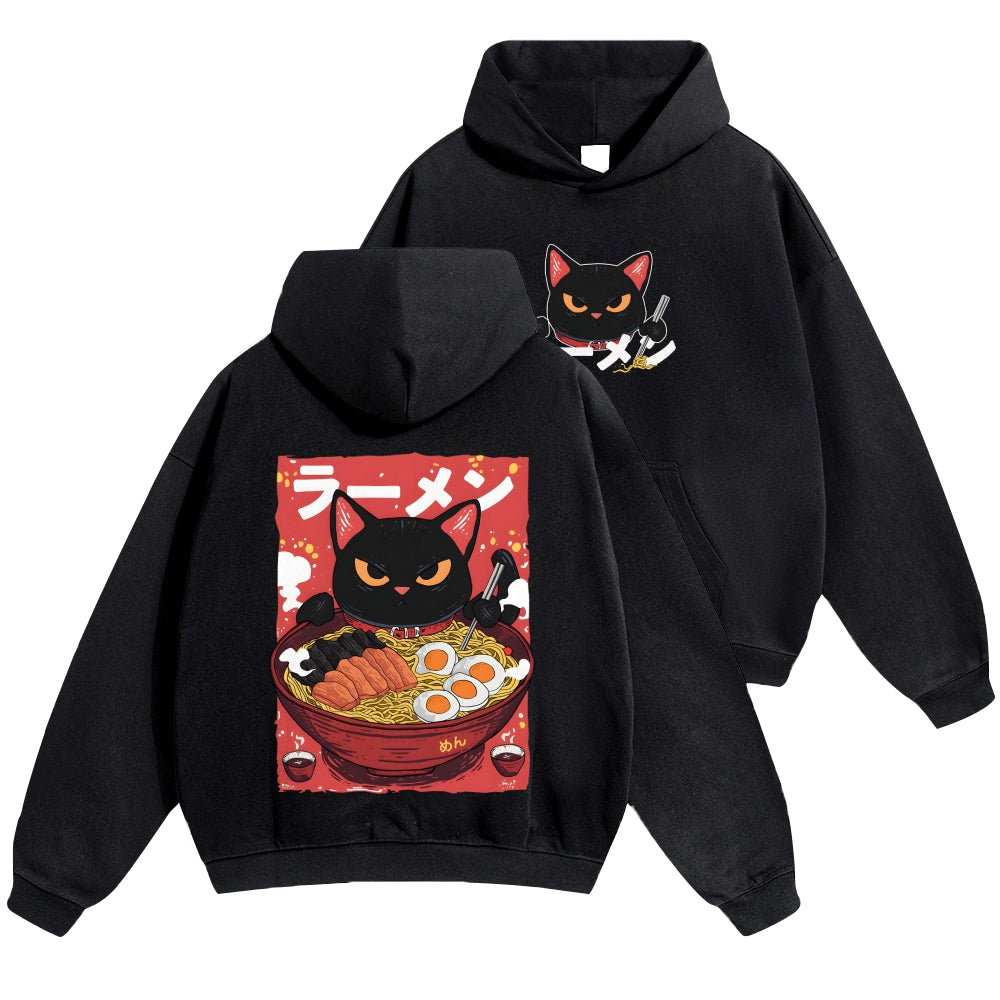 Ramen Cat Vintage Cotton Hoodie