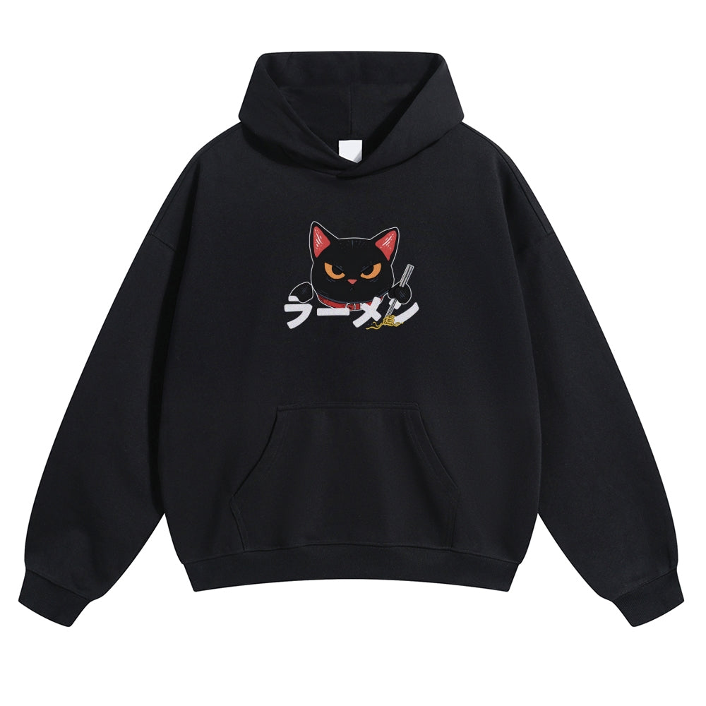 Ramen Cat Vintage Cotton Hoodie