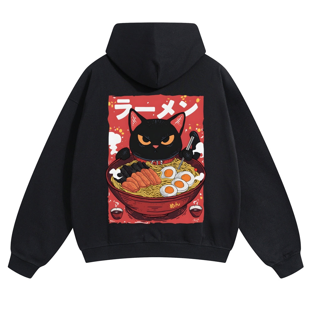 Ramen Cat Vintage Cotton Hoodie