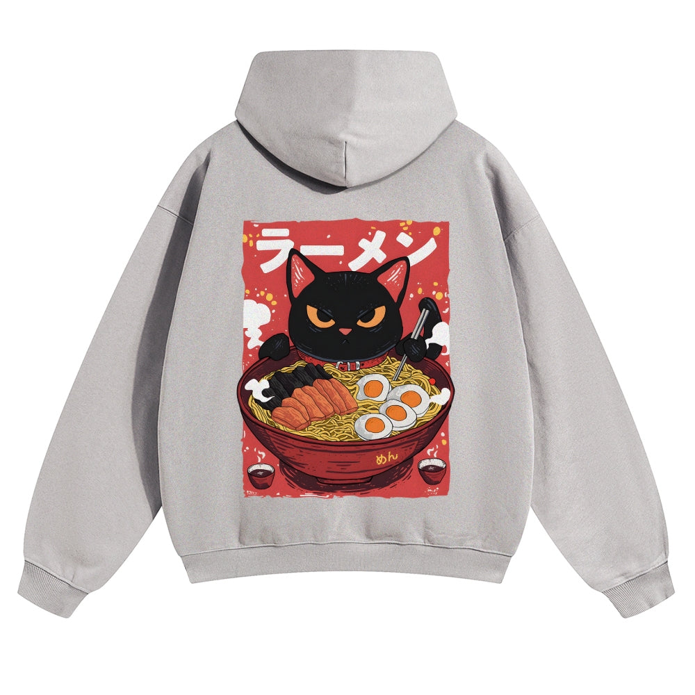 Ramen Cat Vintage Cotton Hoodie