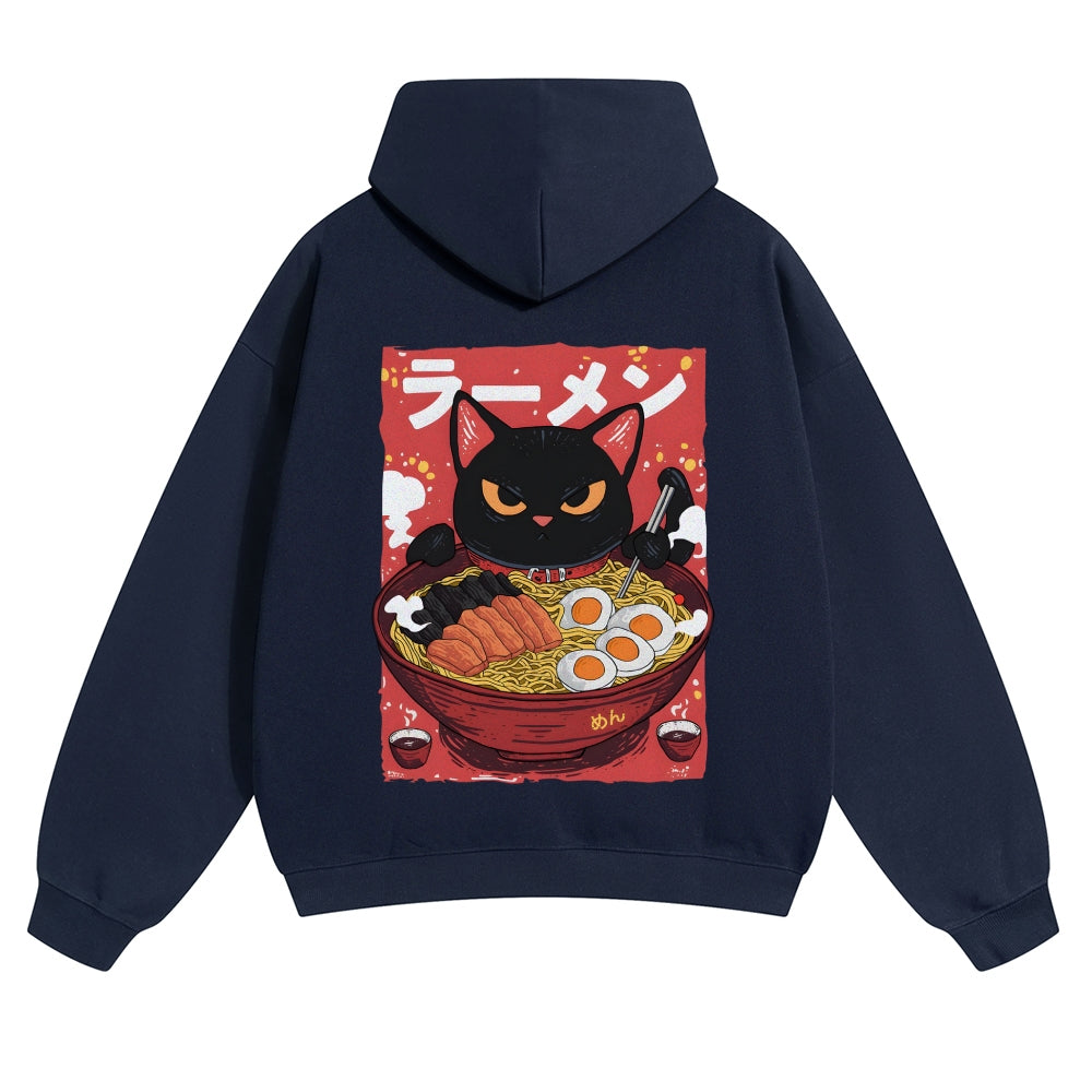 Ramen Cat Vintage Cotton Hoodie