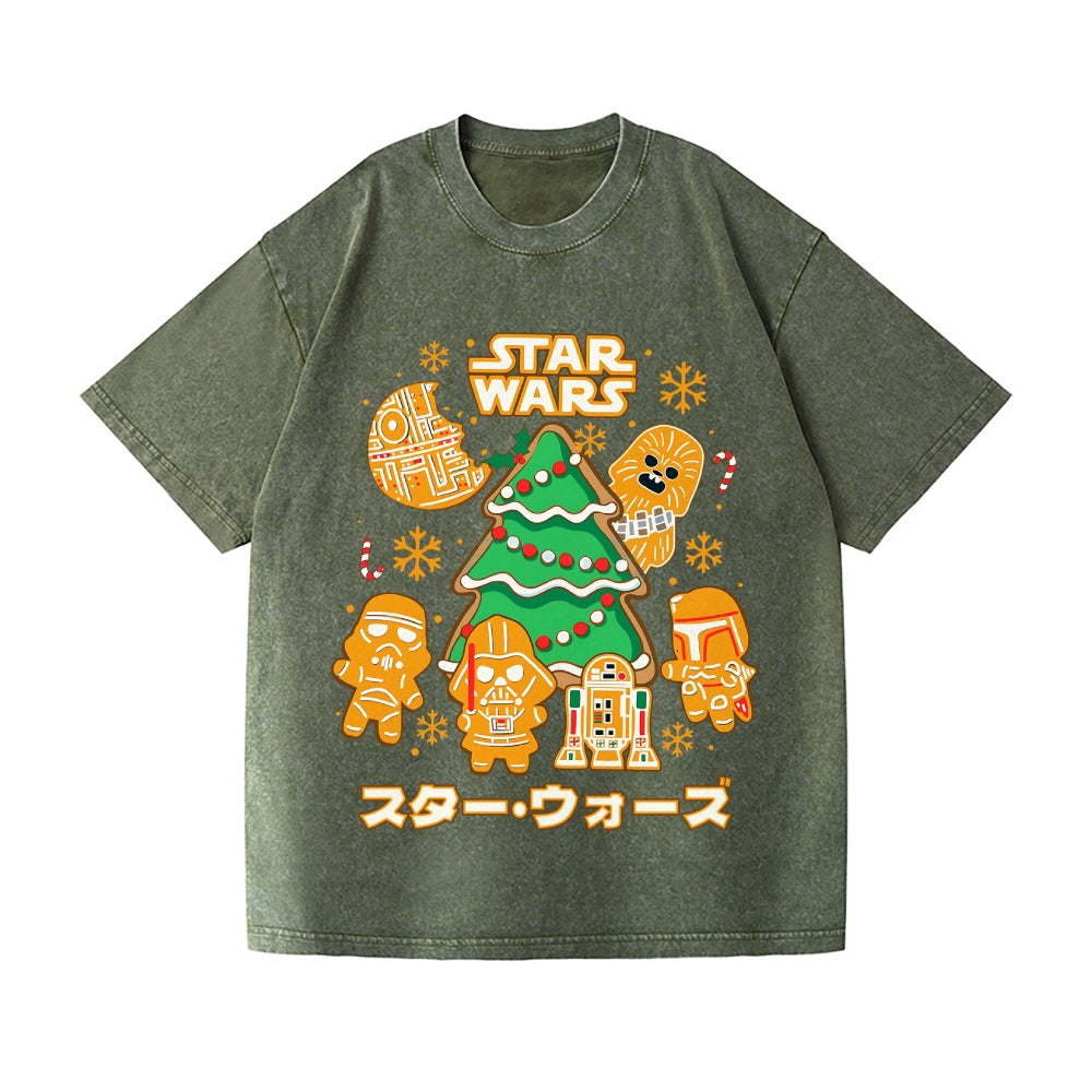 Christmas Star Wars Vintage Wash Japanese Design T-Shirt