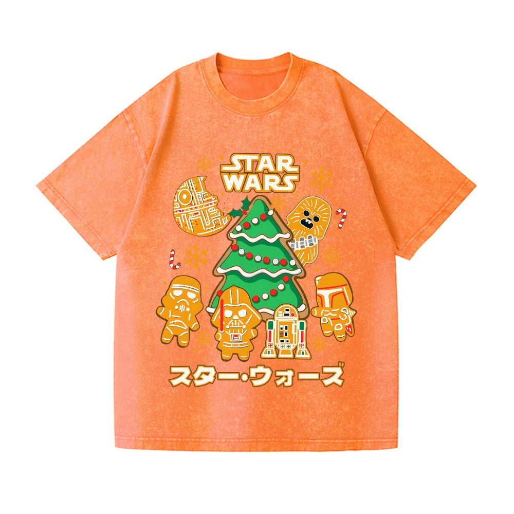 Christmas Star Wars Vintage Wash Japanese Design T-Shirt