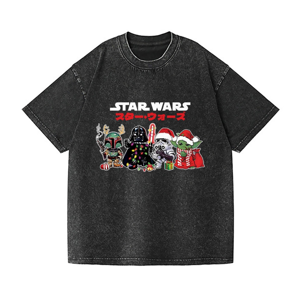 Christmas Star Wars Vintage Wash Japanese Design T-Shirt