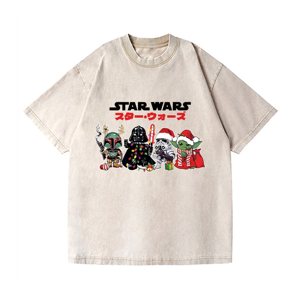 Christmas Star Wars Vintage Wash Japanese Design T-Shirt