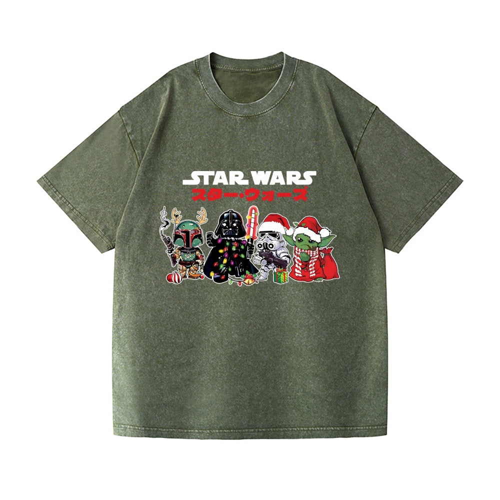 Christmas Star Wars Vintage Wash Japanese Design T-Shirt