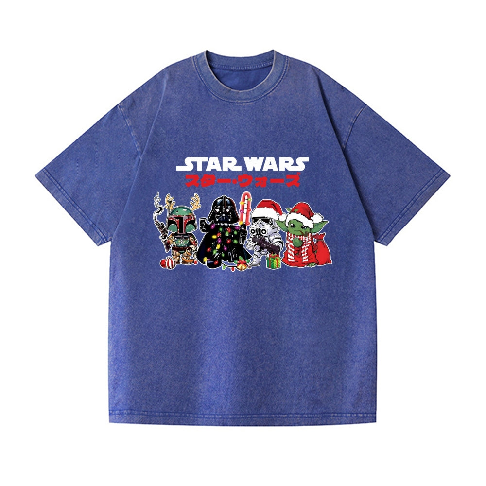 Christmas Star Wars Vintage Wash Japanese Design T-Shirt