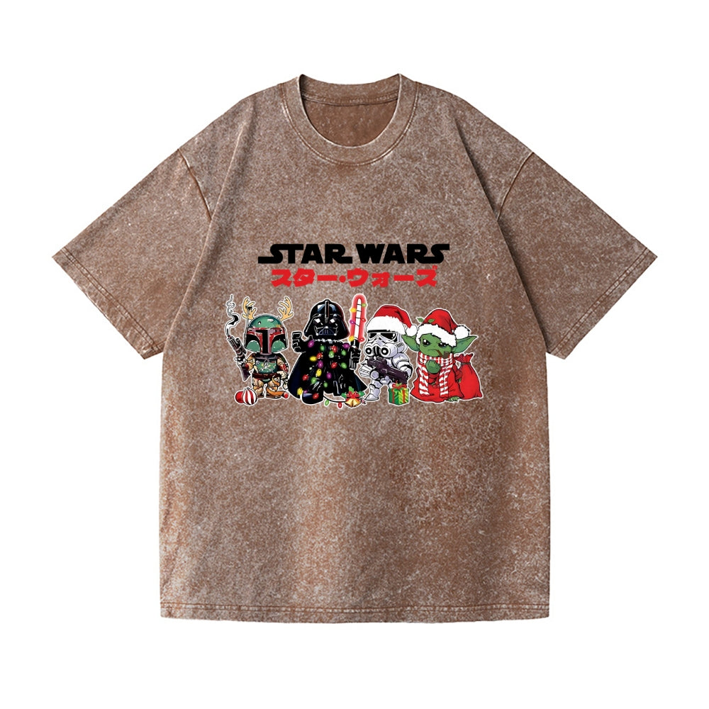 Christmas Star Wars Vintage Wash Japanese Design T-Shirt