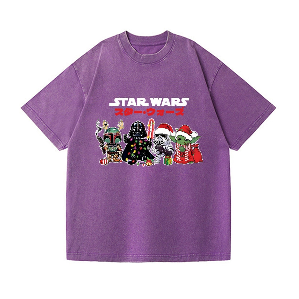 Christmas Star Wars Vintage Wash Japanese Design T-Shirt