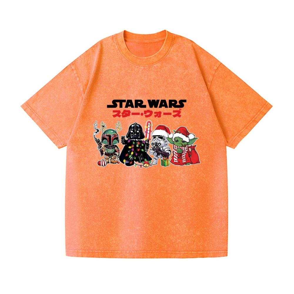 Christmas Star Wars Vintage Wash Japanese Design T-Shirt
