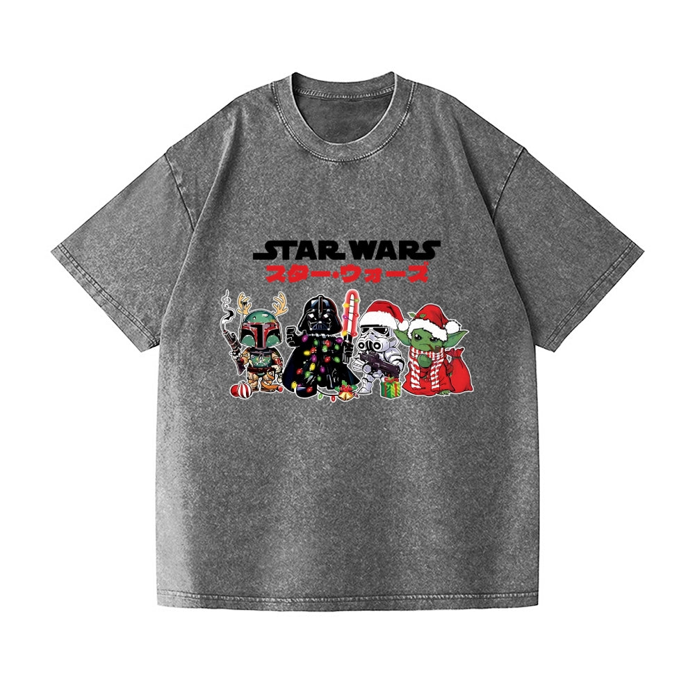 Christmas Star Wars Vintage Wash Japanese Design T-Shirt
