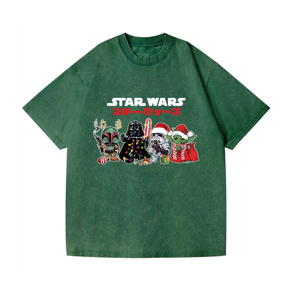 Christmas Star Wars Vintage Wash Japanese Design T-Shirt