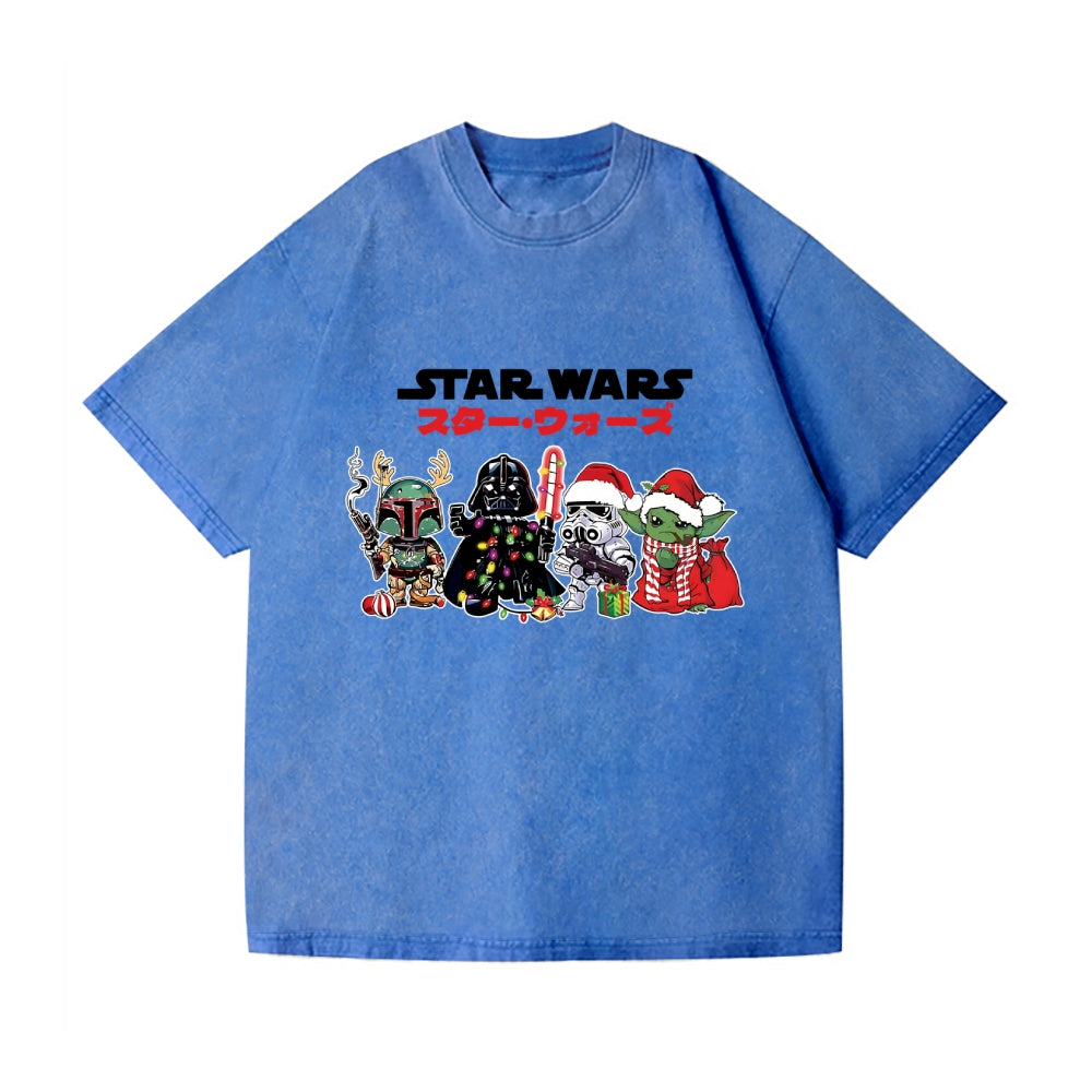 Christmas Star Wars Vintage Wash Japanese Design T-Shirt