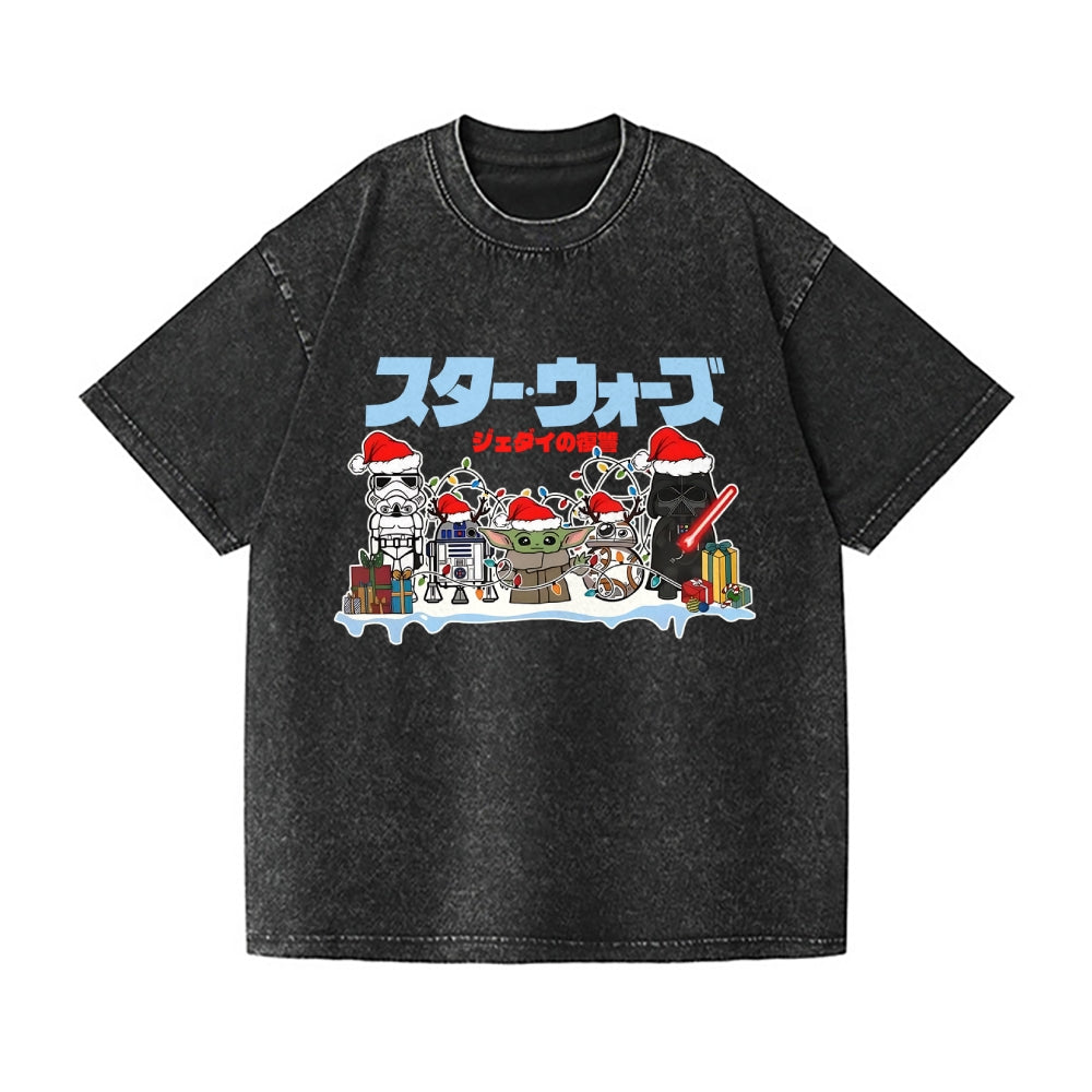 Christmas Star Wars Vintage Wash Japanese Design T-Shirt