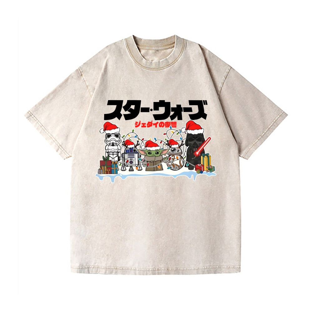 Christmas Star Wars Vintage Wash Japanese Design T-Shirt
