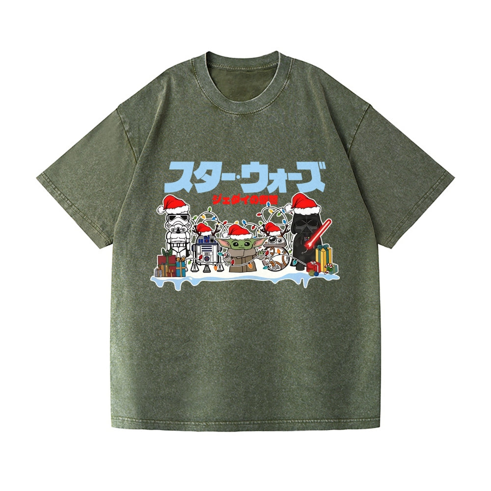 Christmas Star Wars Vintage Wash Japanese Design T-Shirt