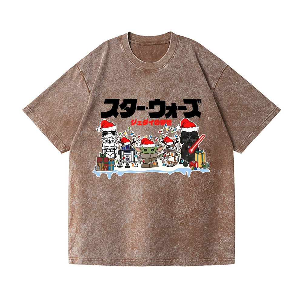 Christmas Star Wars Vintage Wash Japanese Design T-Shirt
