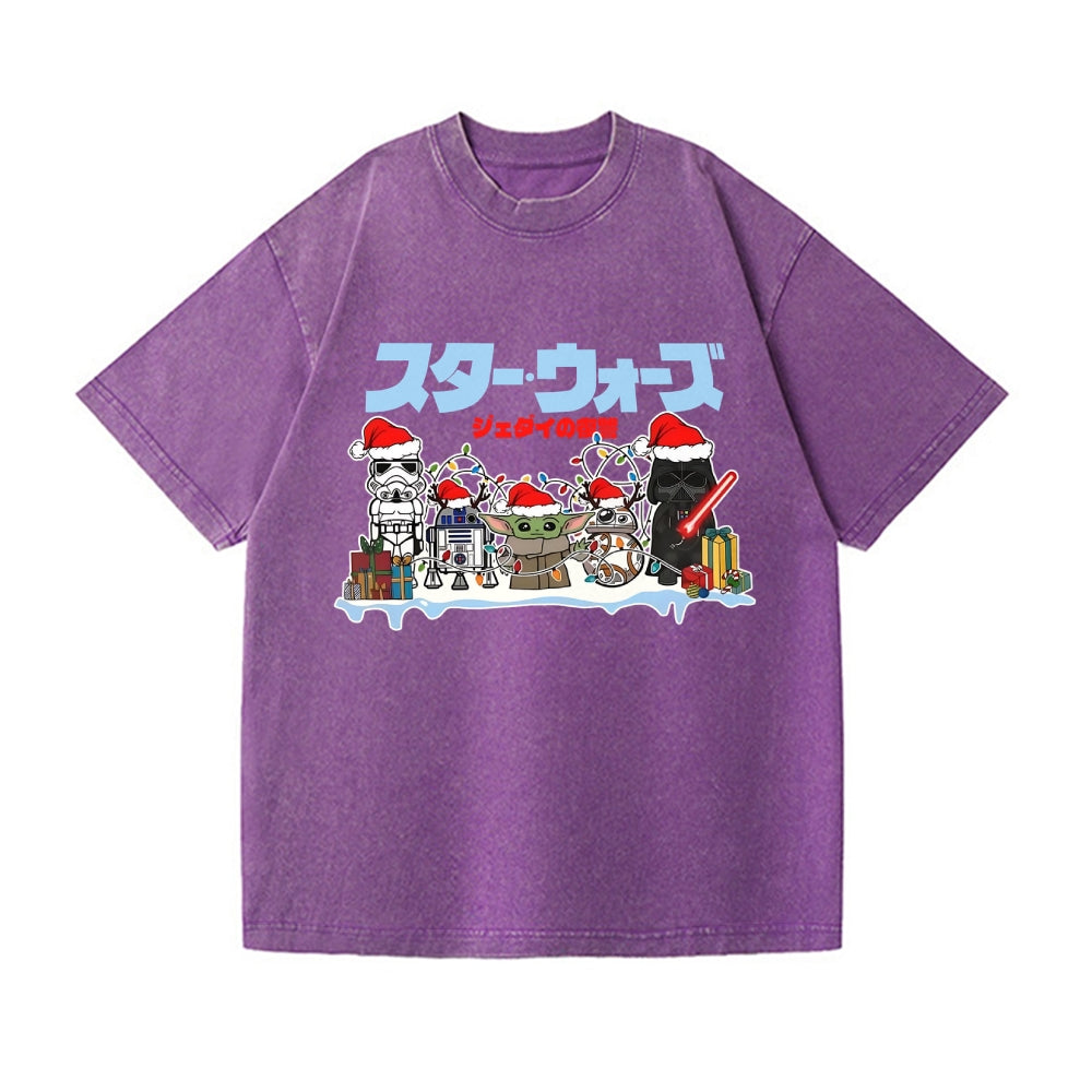 Christmas Star Wars Vintage Wash Japanese Design T-Shirt
