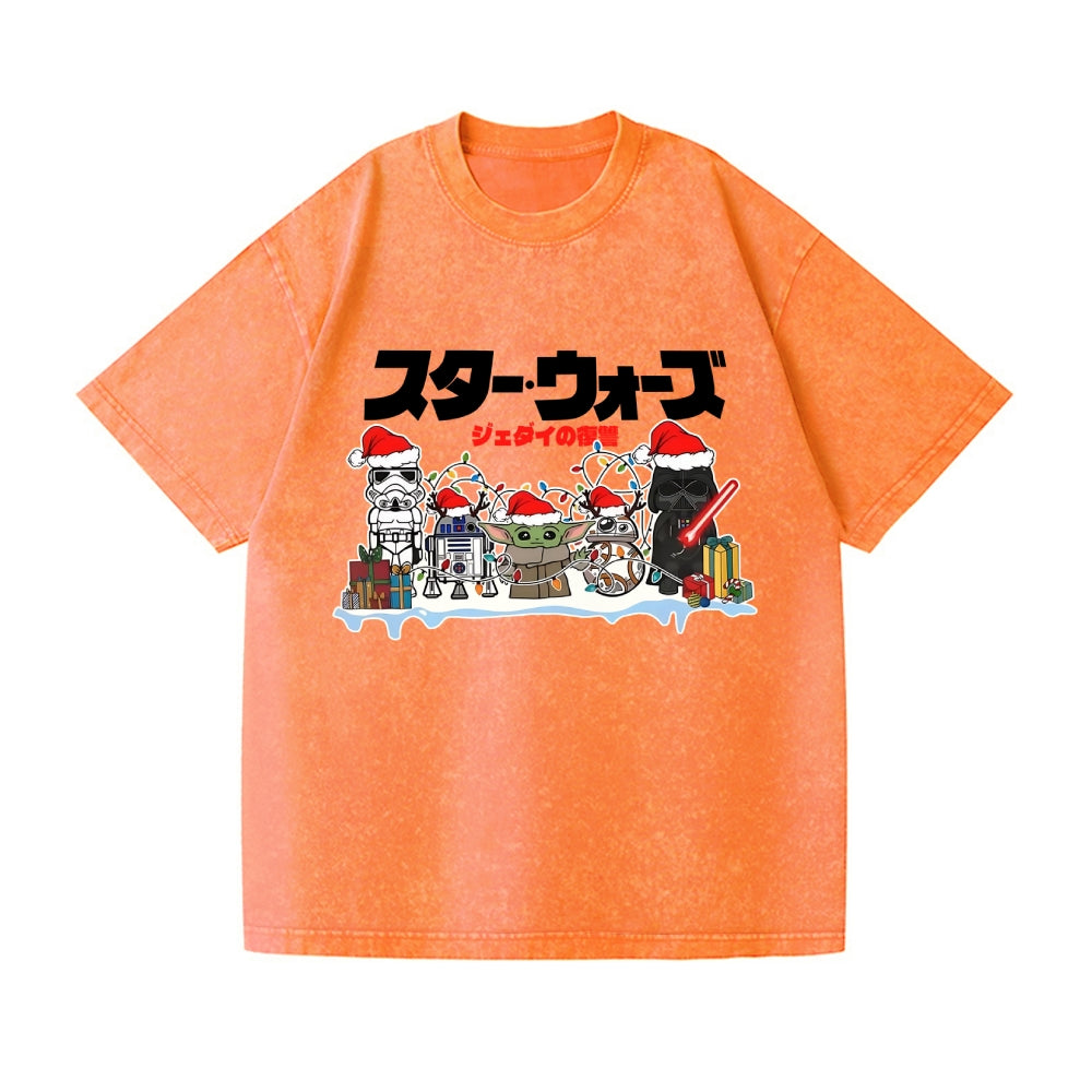 Christmas Star Wars Vintage Wash Japanese Design T-Shirt