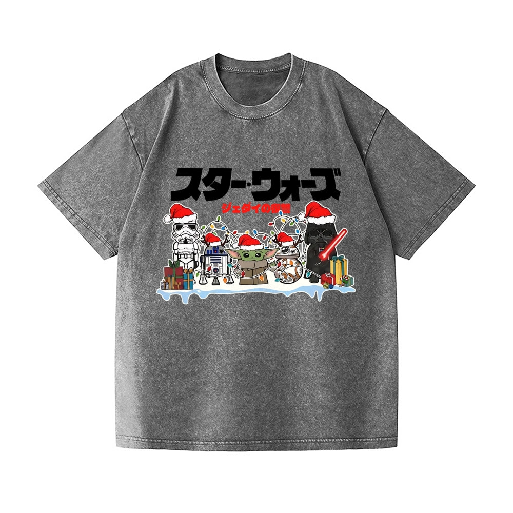 Christmas Star Wars Vintage Wash Japanese Design T-Shirt