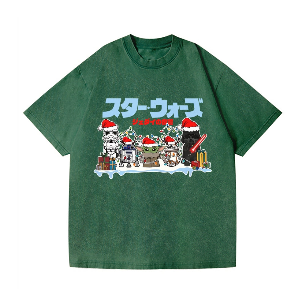 Christmas Star Wars Vintage Wash Japanese Design T-Shirt