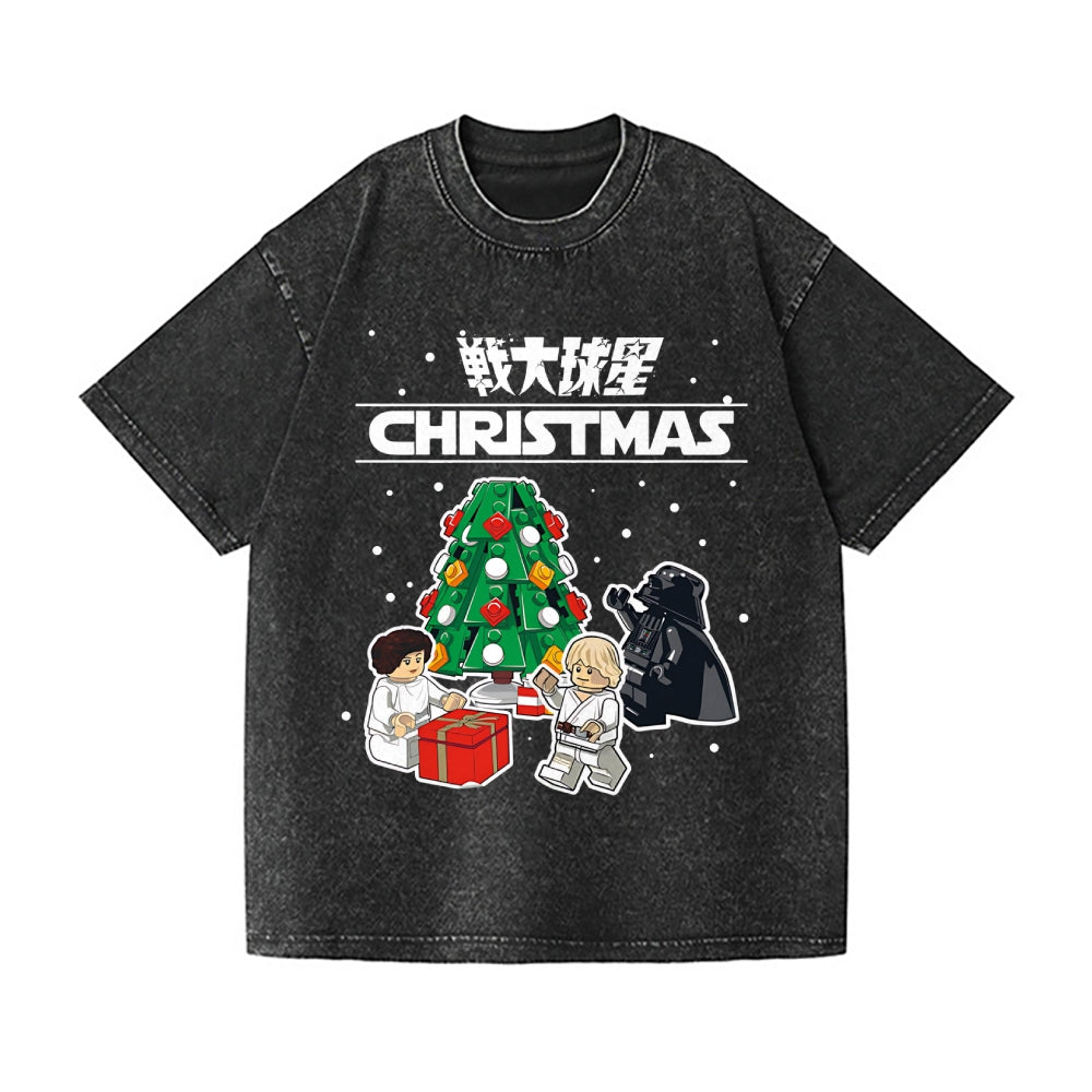 Christmas Star Wars Vintage Wash Japanese Design T-Shirt