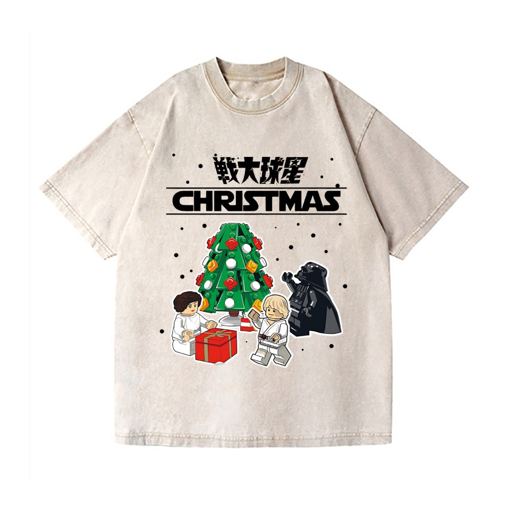 Christmas Star Wars Vintage Wash Japanese Design T-Shirt