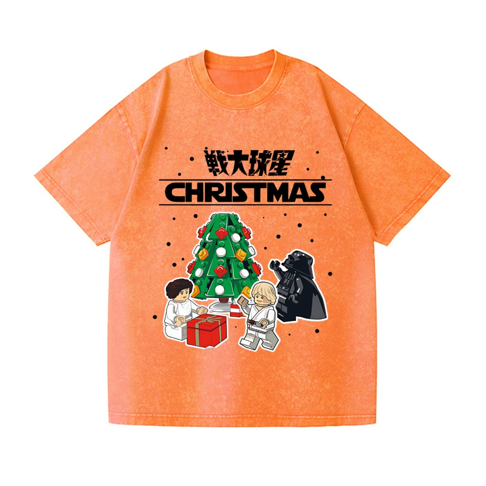 Christmas Star Wars Vintage Wash Japanese Design T-Shirt