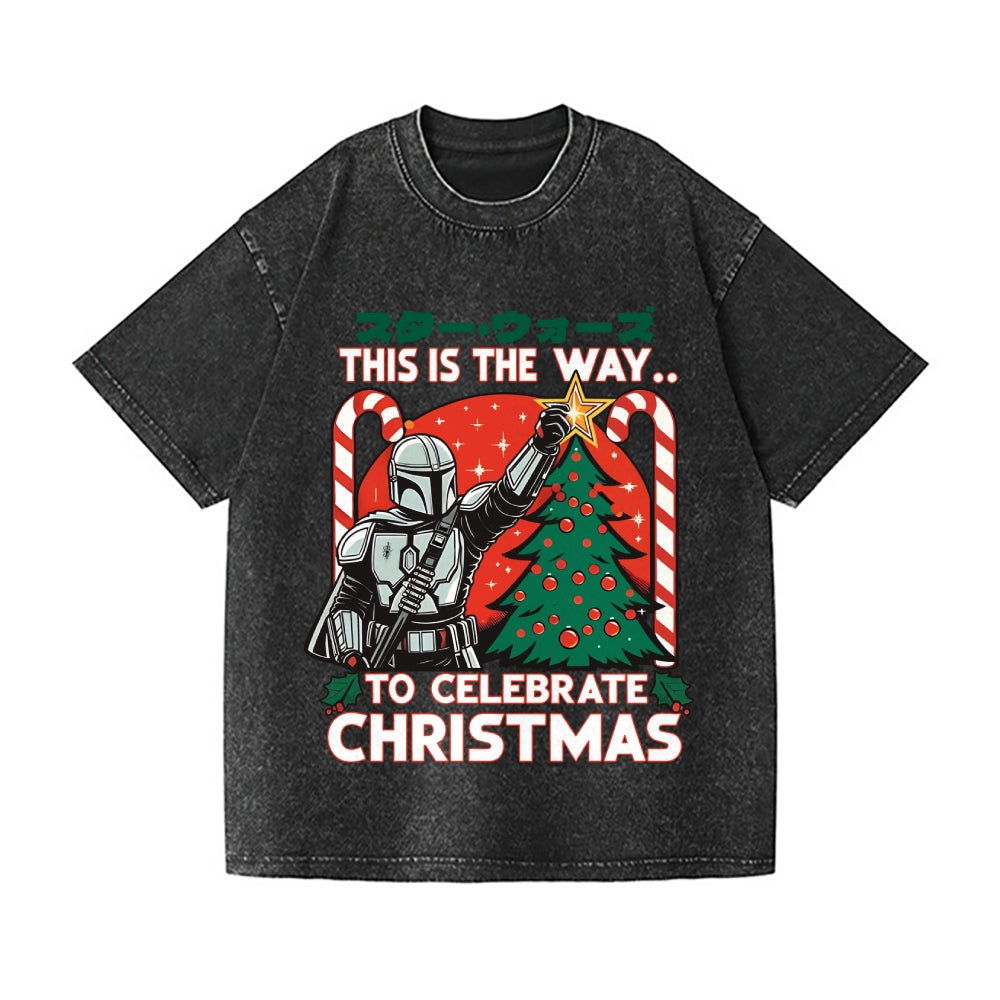 Christmas Star Wars Vintage Wash Japanese Design T-Shirt