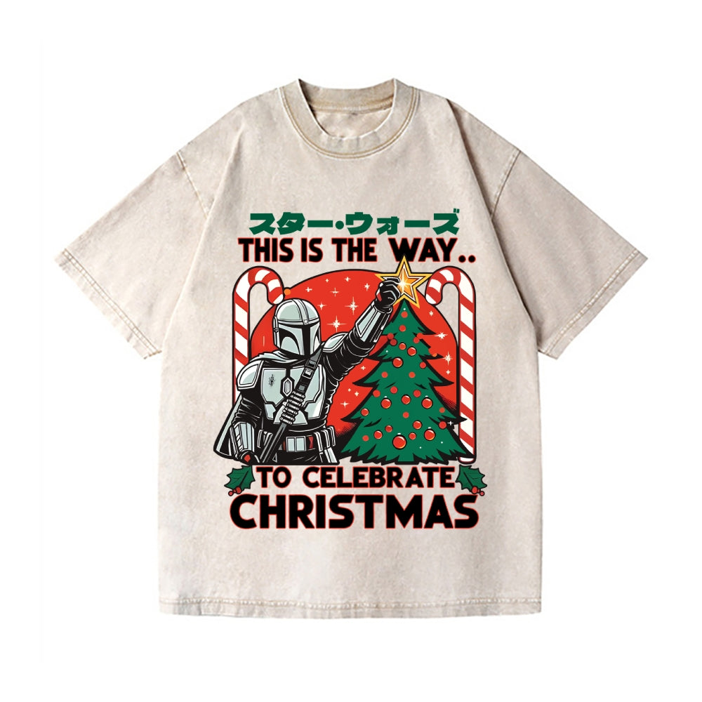 Christmas Star Wars Vintage Wash Japanese Design T-Shirt