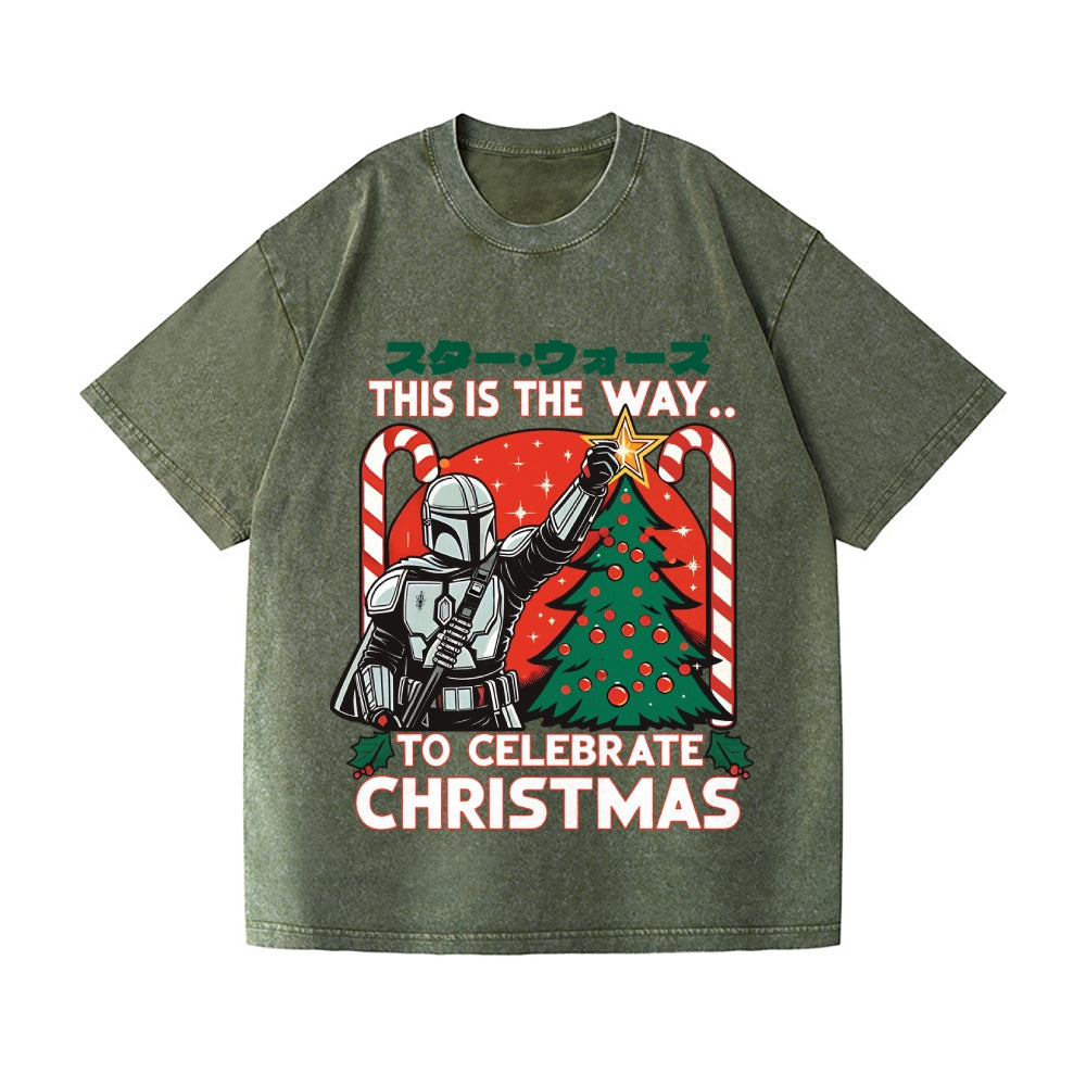 Christmas Star Wars Vintage Wash Japanese Design T-Shirt