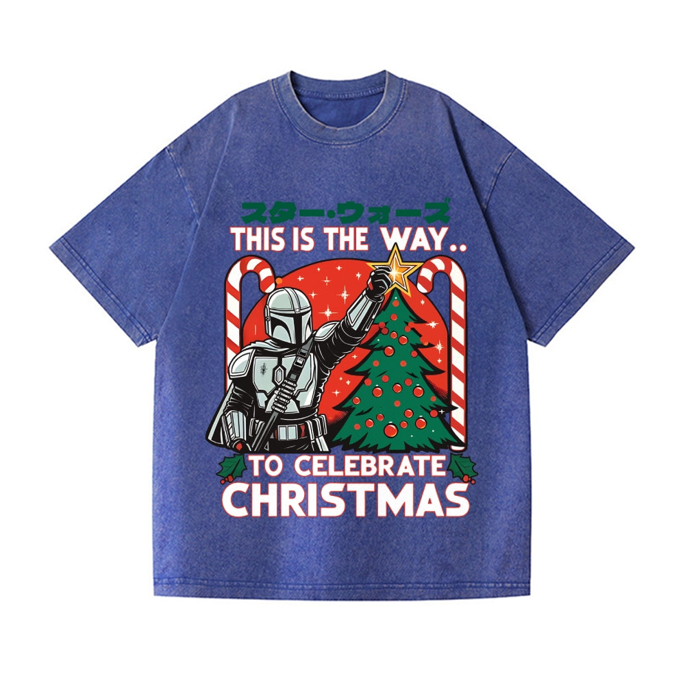 Christmas Star Wars Vintage Wash Japanese Design T-Shirt