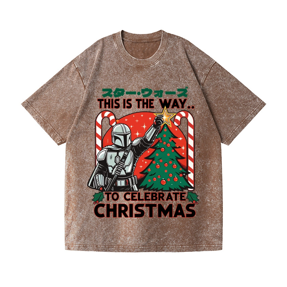 Christmas Star Wars Vintage Wash Japanese Design T-Shirt