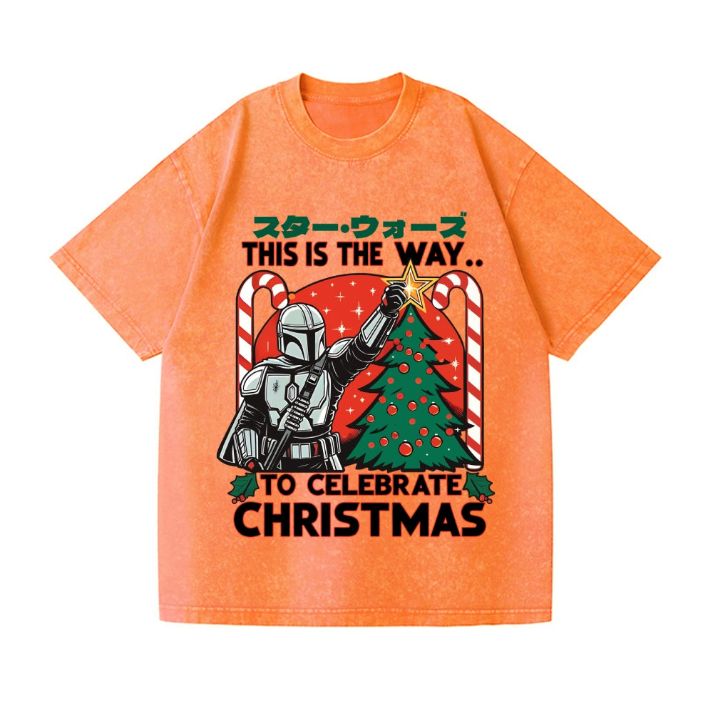 Christmas Star Wars Vintage Wash Japanese Design T-Shirt