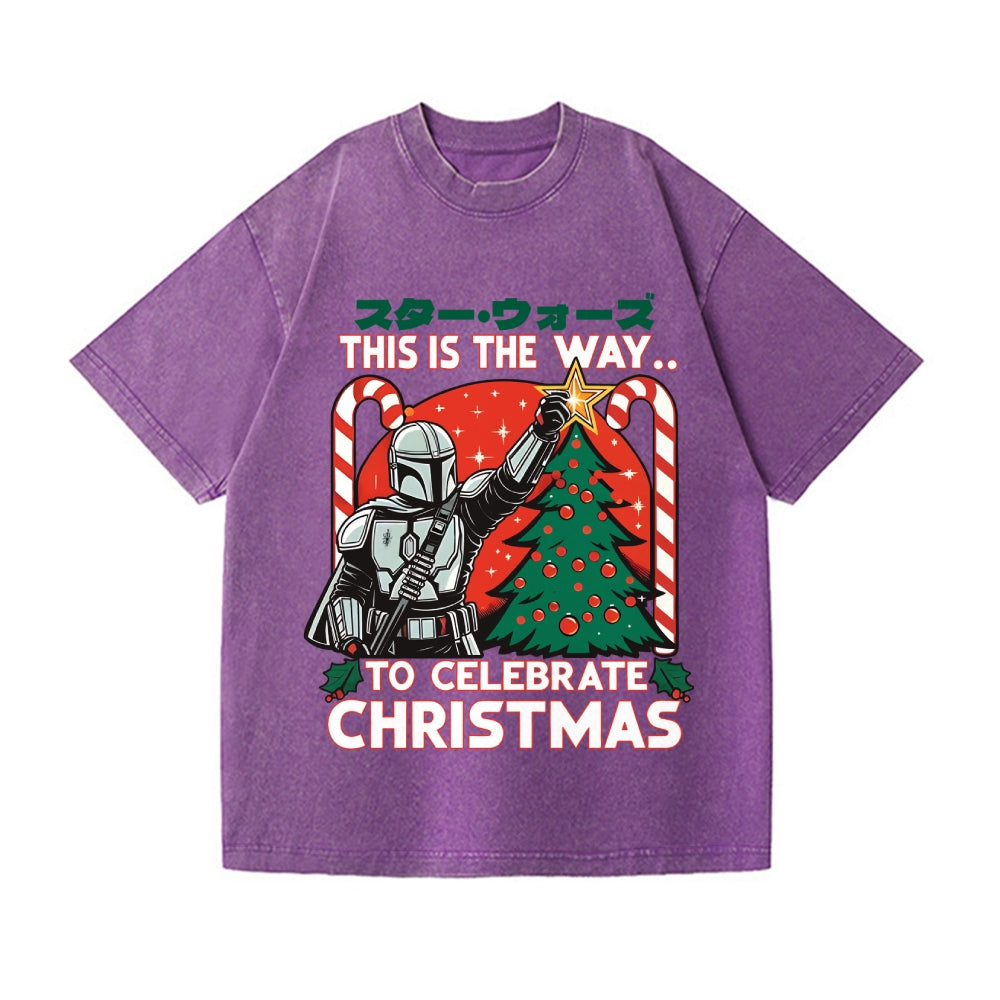 Christmas Star Wars Vintage Wash Japanese Design T-Shirt