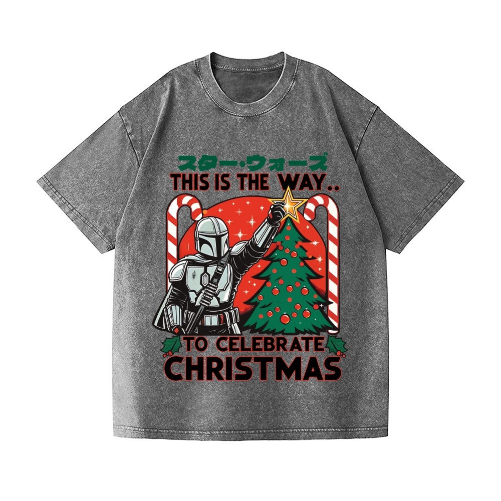 Christmas Star Wars Vintage Wash Japanese Design T-Shirt