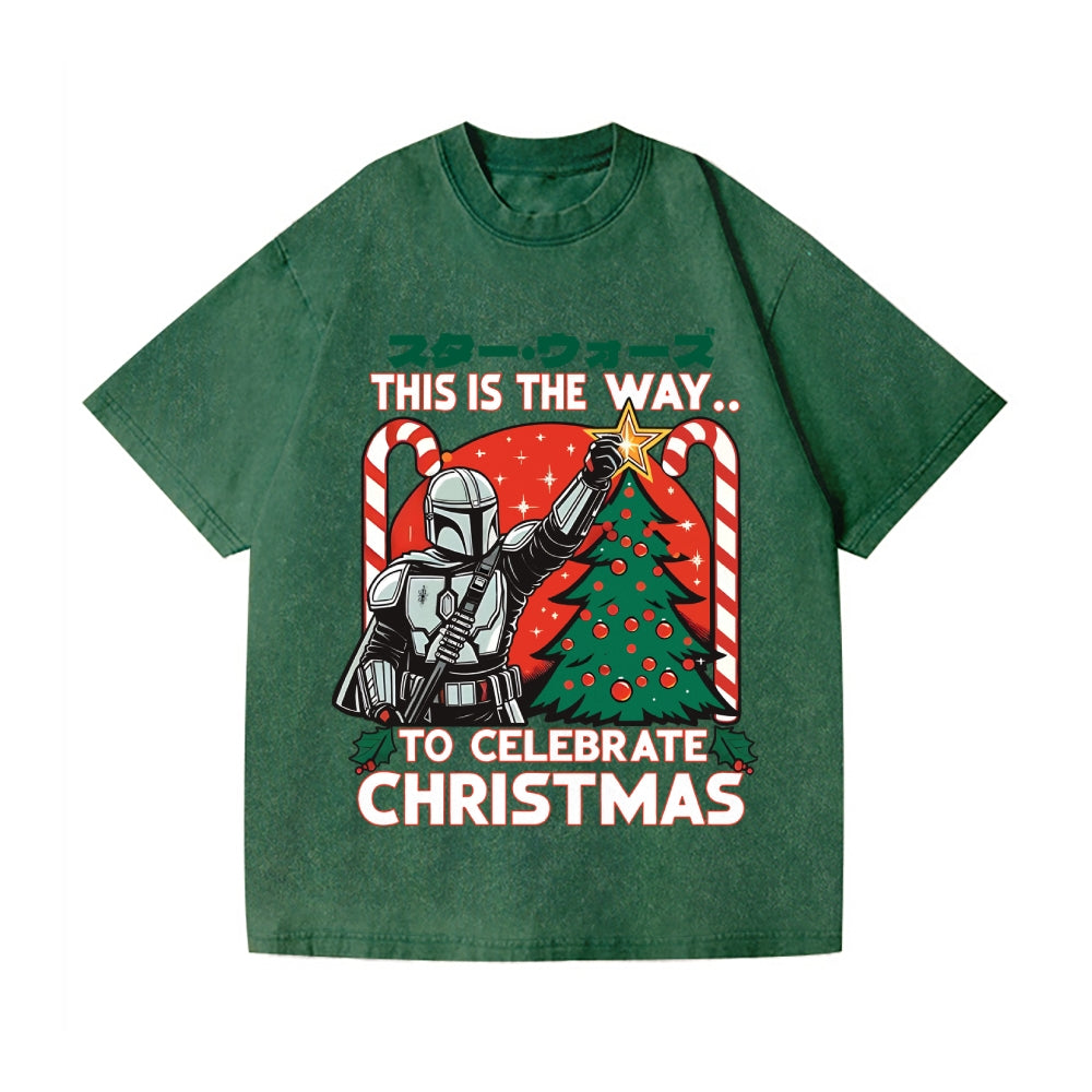 Christmas Star Wars Vintage Wash Japanese Design T-Shirt