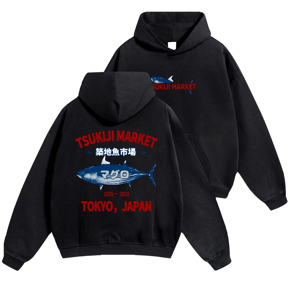 Tsukiji Fish Market Vintage Cotton Hoodie