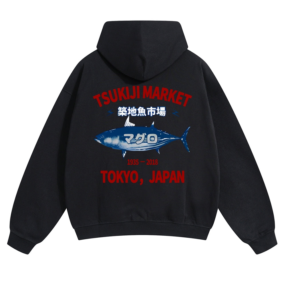 Tsukiji Fish Market Vintage Cotton Hoodie