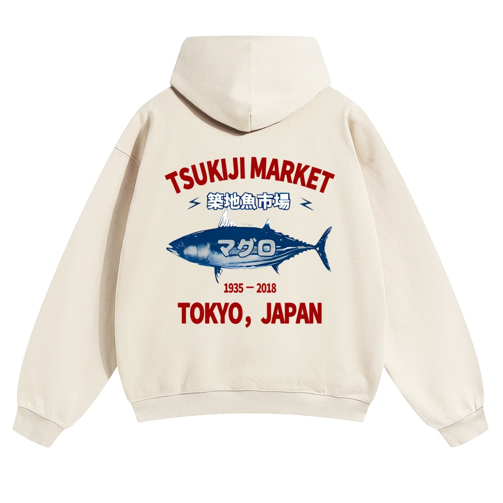 Tsukiji Fish Market Vintage Cotton Hoodie