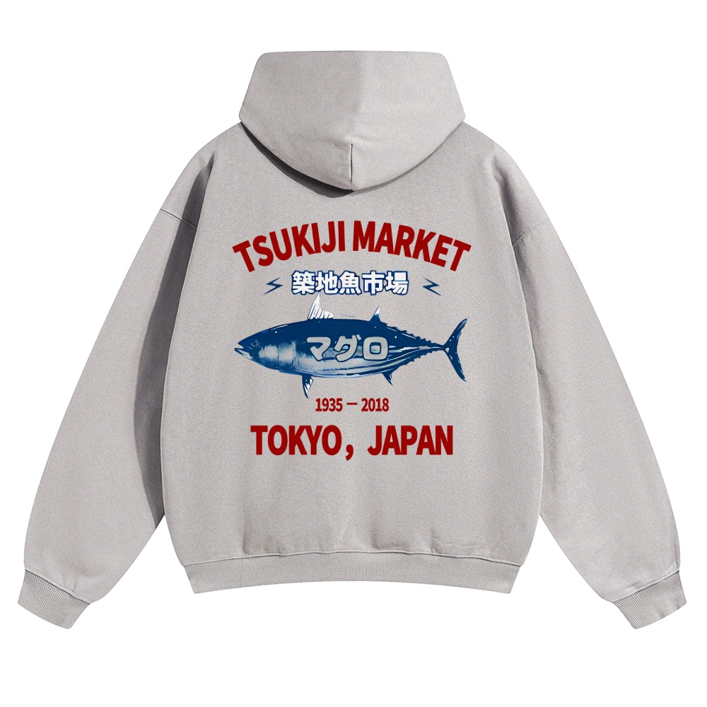 Tsukiji Fish Market Vintage Cotton Hoodie