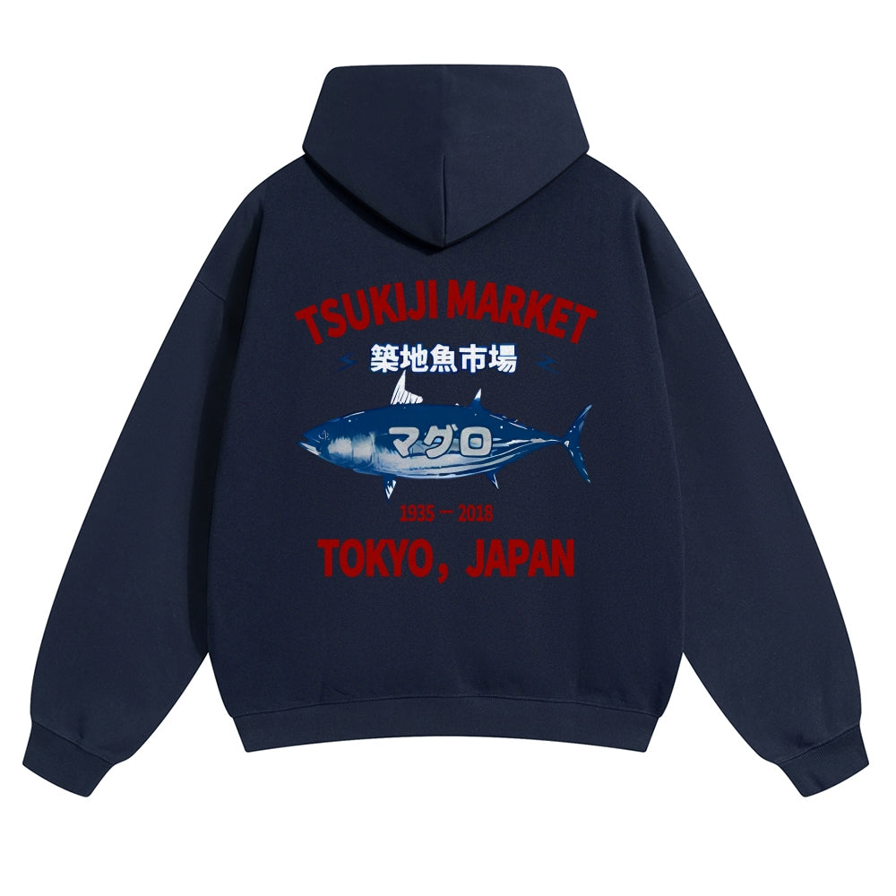 Tsukiji Fish Market Vintage Cotton Hoodie