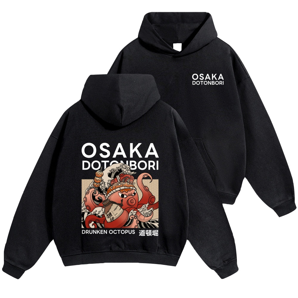 Osaka Dotonbori Octopus Vintage Cotton Hoodie