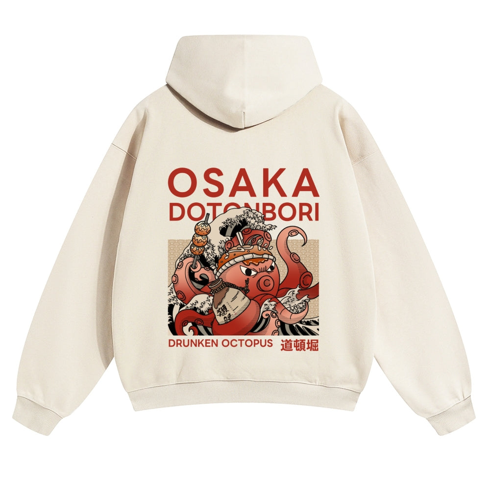 Osaka Dotonbori Octopus Vintage Cotton Hoodie