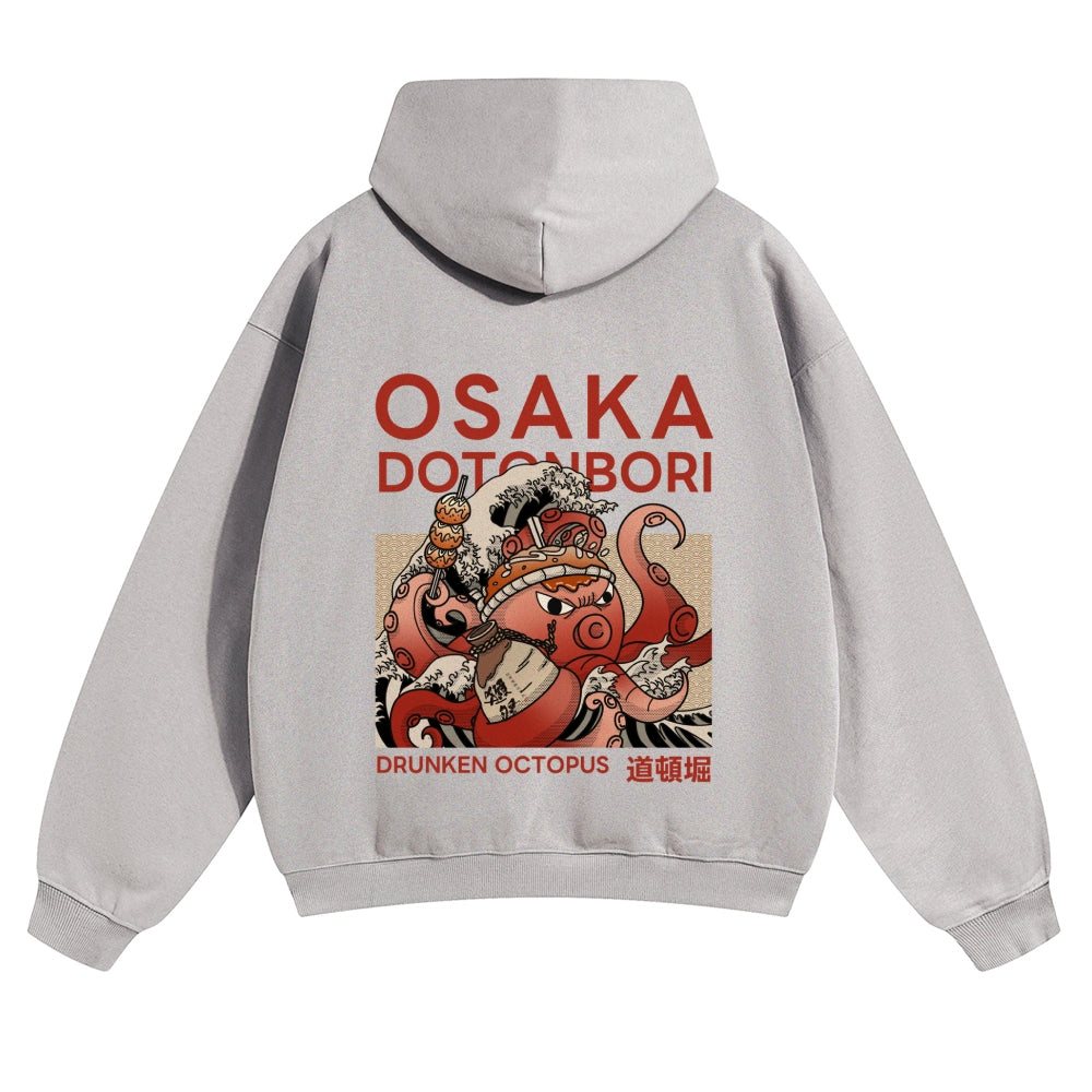 Osaka Dotonbori Octopus Vintage Cotton Hoodie